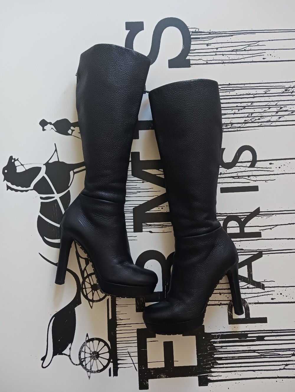 Gucci Black High-Heel Knee Boot Size 35.5